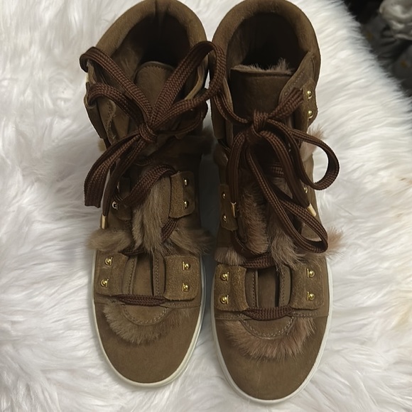 SALVATORE FERRAGAMO SOLDA SUEDE FUR SNEAKERS BOOTS - Picture 10 of 11